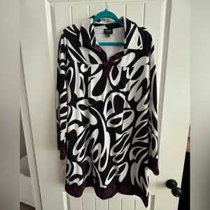 Nicole White and Black with purple accents Blouse